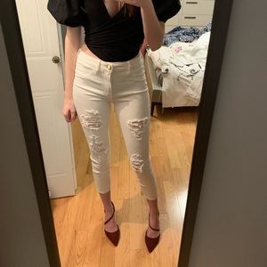 💫Price drop💫AE High rise white jeggings cropped